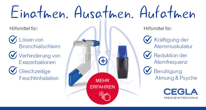 RC-FIT® und RC-CORNET® PLUS mit Text, der ihre gesundheitlichen Vorteile hervorhebt, darunter leichteres Atmen und Muskelkraft.